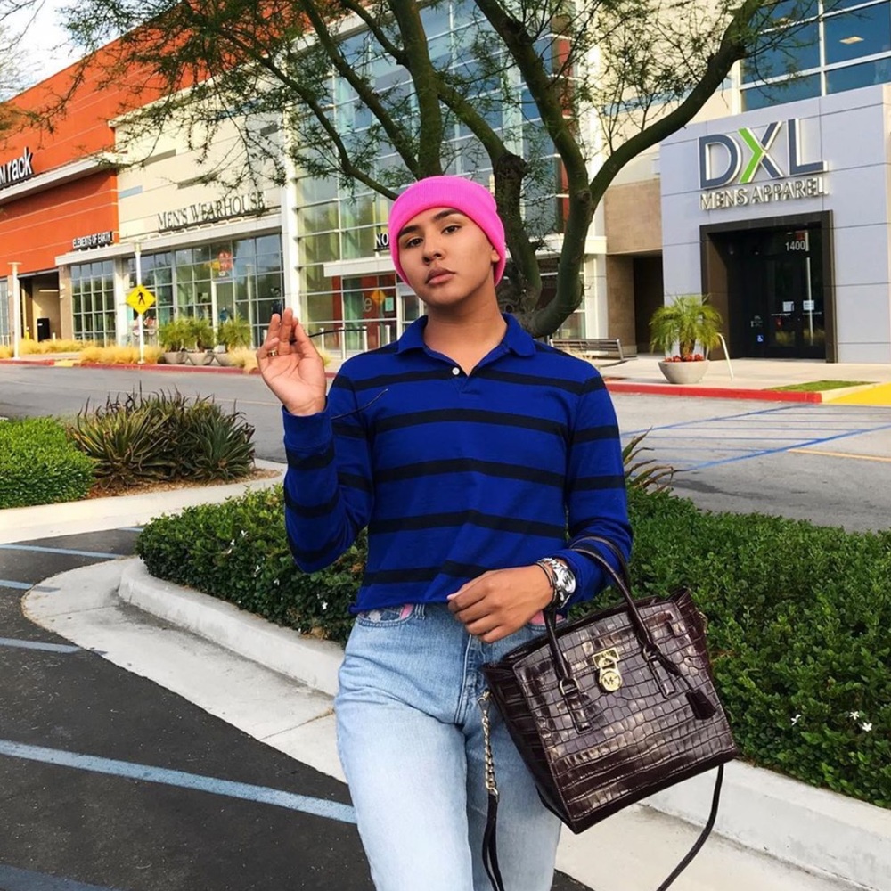 Blue Longsleeve Striped Croptop